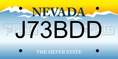 J73BDD Nevada License Plate