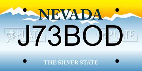 J73BOD Nevada License Plate