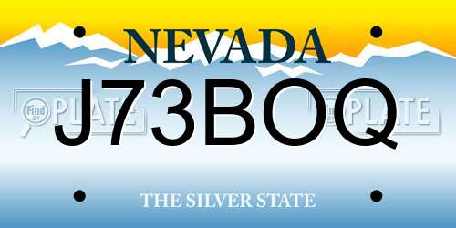 J73BOQ Nevada License Plate