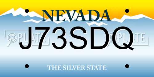 J73SDQ Nevada License Plate