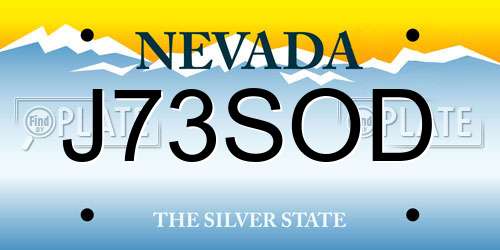 J73SOD Nevada License Plate