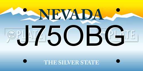J75OBG Nevada License Plate