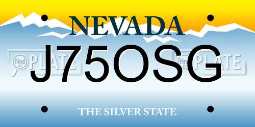 J75OSG Nevada License Plate