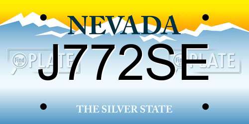 J772SE Nevada License Plate
