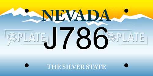 J786 Nevada License Plate