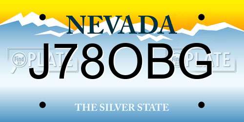 J78OBG Nevada License Plate