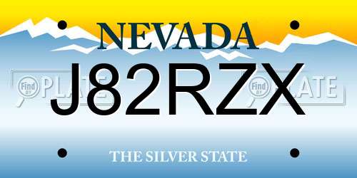 J82RZX Nevada License Plate