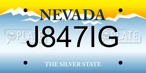 J847IG Nevada License Plate
