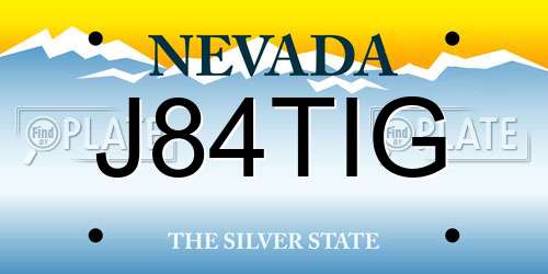 J84TIG Nevada License Plate