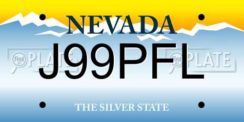 J99PFL Nevada License Plate