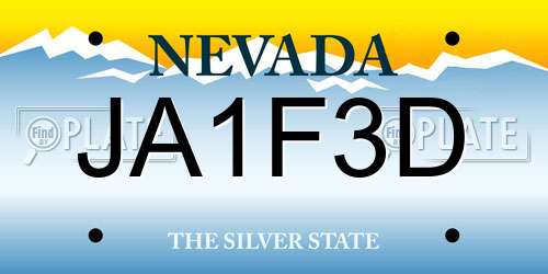 JA1F3D Nevada License Plate