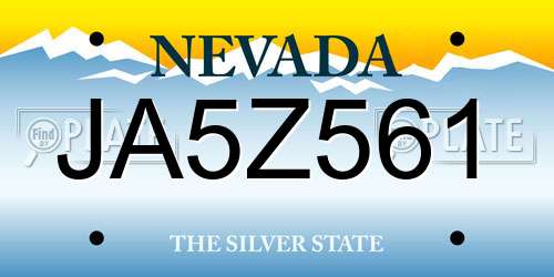 JA5Z561 Nevada License Plate