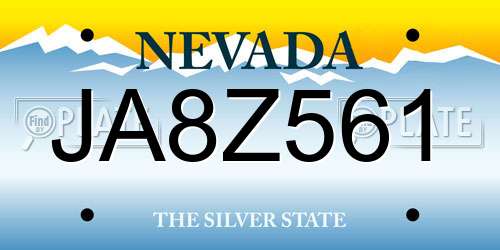 JA8Z561 Nevada License Plate