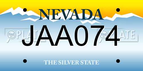 JAA074 Nevada License Plate