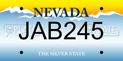JAB245 Nevada License Plate
