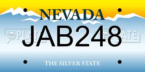 JAB248 Nevada License Plate