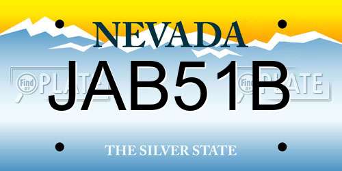 JAB51B Nevada License Plate