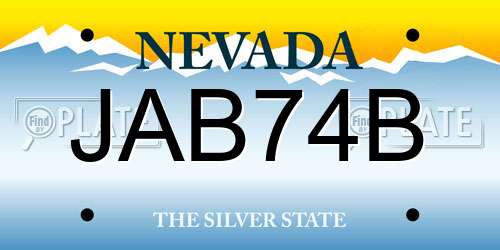JAB74B Nevada License Plate