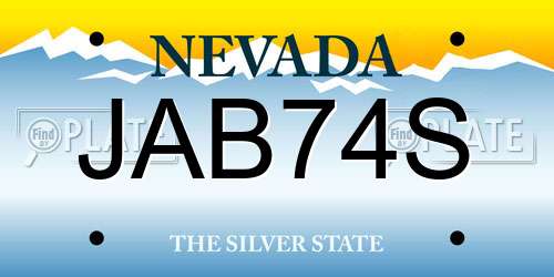 JAB74S Nevada License Plate