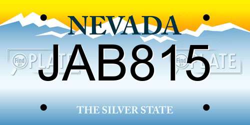JAB815 Nevada License Plate