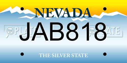 JAB818 Nevada License Plate