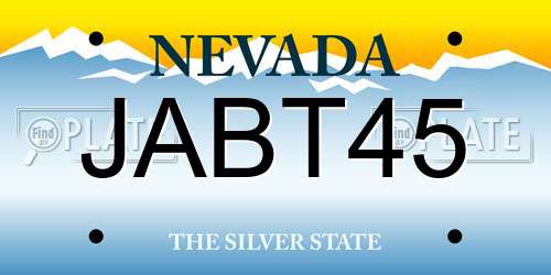 JABT45 Nevada License Plate