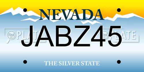 JABZ45 Nevada License Plate
