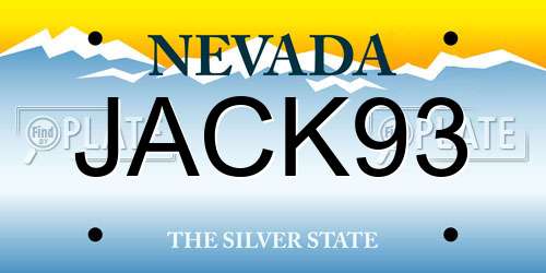 JACK93 Nevada License Plate