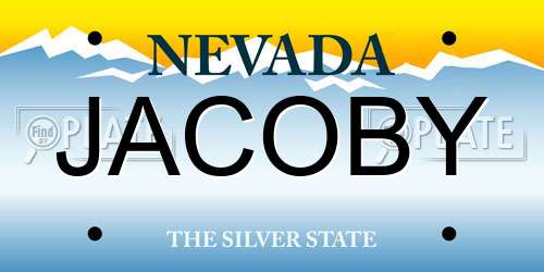 JACOBY Nevada License Plate