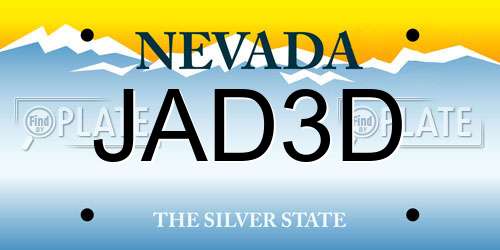 JAD3D Nevada License Plate