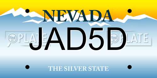 JAD5D Nevada License Plate