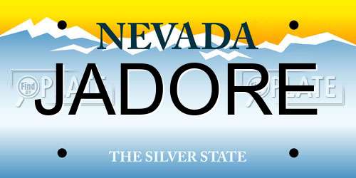 JADORE Nevada License Plate