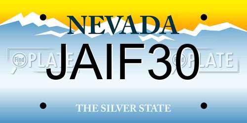 JAIF30 Nevada License Plate