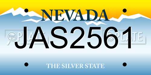 JAS2561 Nevada License Plate