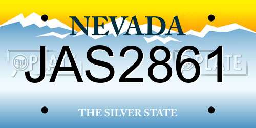 JAS2861 Nevada License Plate