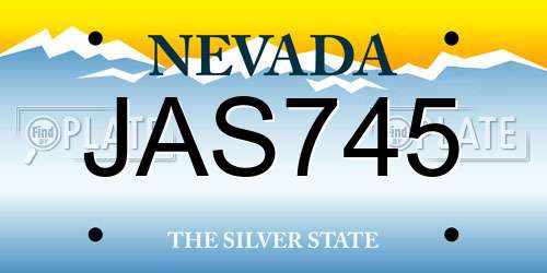JAS745 Nevada License Plate