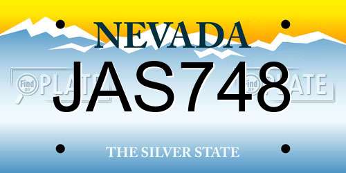 JAS748 Nevada License Plate