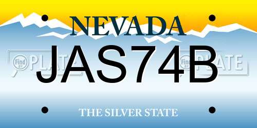 JAS74B Nevada License Plate