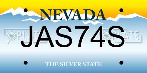 JAS74S Nevada License Plate