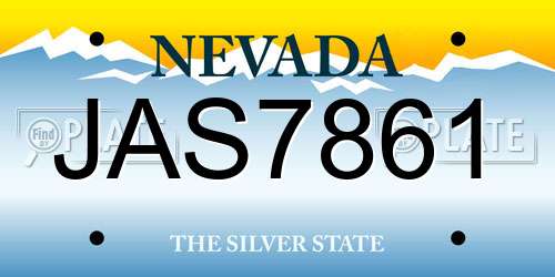 JAS7861 Nevada License Plate