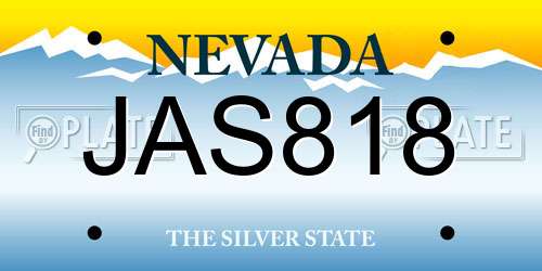 JAS818 Nevada License Plate