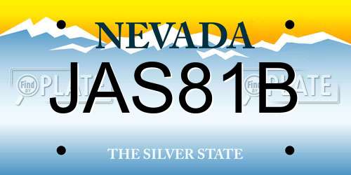 JAS81B Nevada License Plate