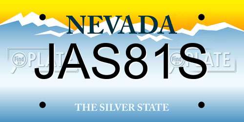 JAS81S Nevada License Plate