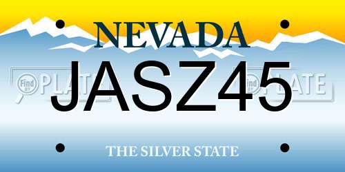 JASZ45 Nevada License Plate