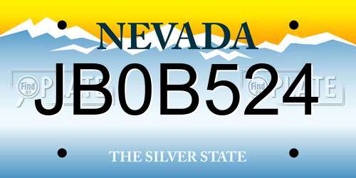 JB0B524 Nevada License Plate