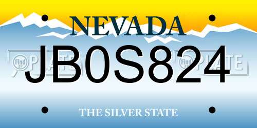 JB0S824 Nevada License Plate