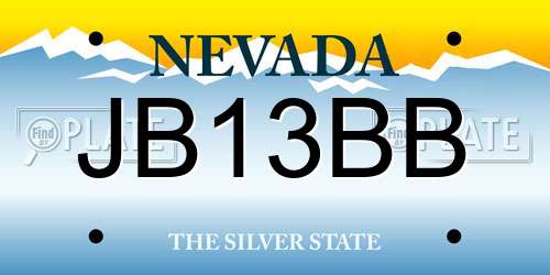 JB13BB Nevada License Plate