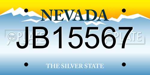 JB15567 Nevada License Plate