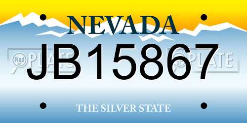 JB15867 Nevada License Plate