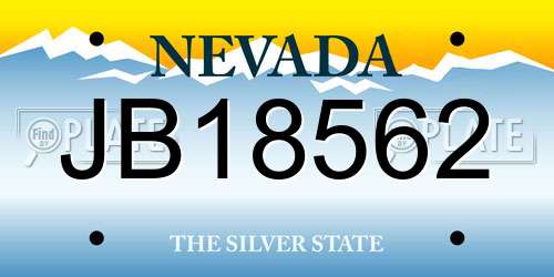JB18562 Nevada License Plate